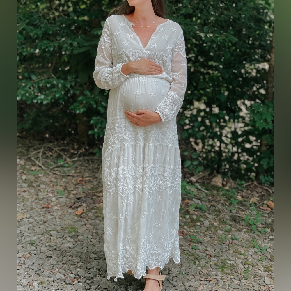 Zara Lace Long Sleeve Dress Boho Embroidered Floral Empire Pregnant Bridal